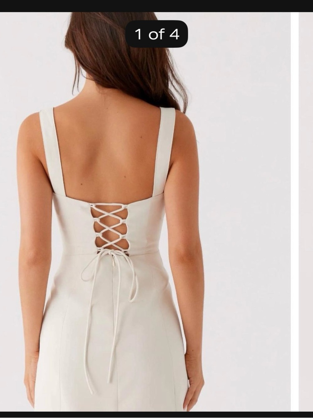 Peppermayo Cream Lace-Up Back Square-Neck Dress